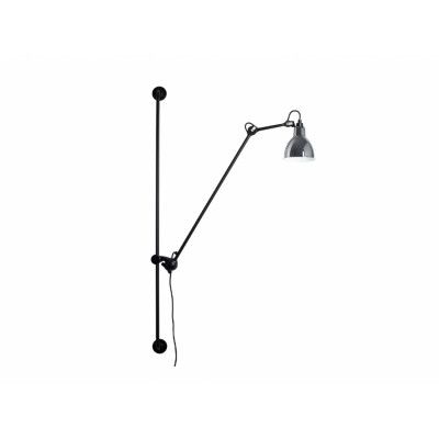 Lampe Gras - 214 Vägglampa Round Chrome/Black