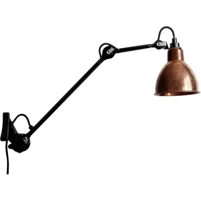 Lampe Gras - 222 XL Vägglampa Black/Raw Copper