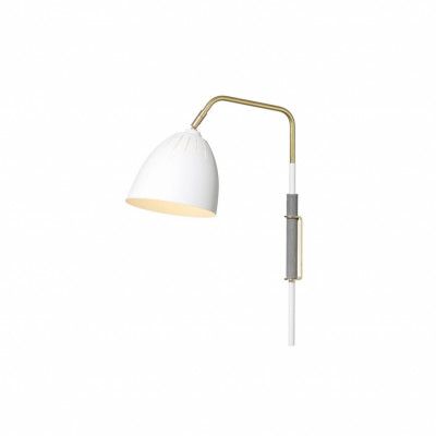 Lean vägglampa, vitstruktur/råmässing 47cm