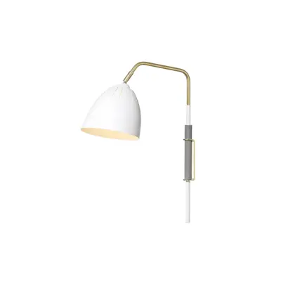 Lean vägglampa, vitstruktur/råmässing 47cm