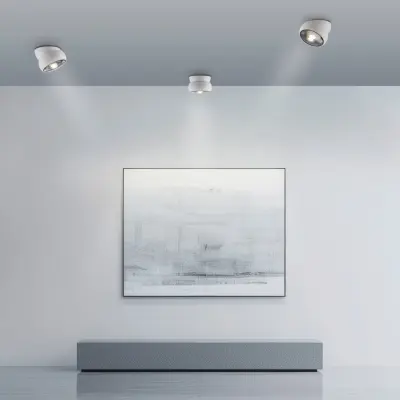LED-takspotlight PURE Move, vit, Ø 12 cm, metall/glas - Vardagsrum - Modern - Med en ljuskälla