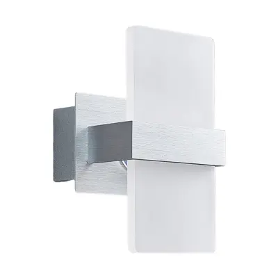 Lindby - LED-vägglampa Yorick, 18 cm, aluminium/vit med strömbrytare –