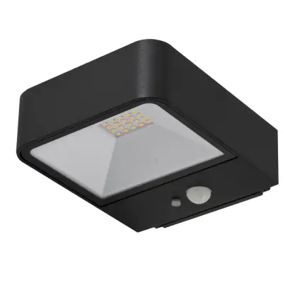 Lucande - Dava Solcell Vägglampa W/Sensor H5 Svart