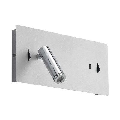 Lucande - Kimo LED Square Vägglampa USB White/Chrome Lucande