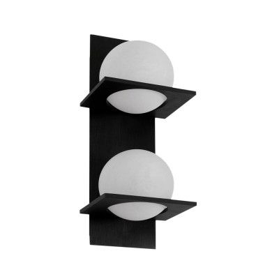 Lucande - Kulka 2 Vägglampa Opal/Svart