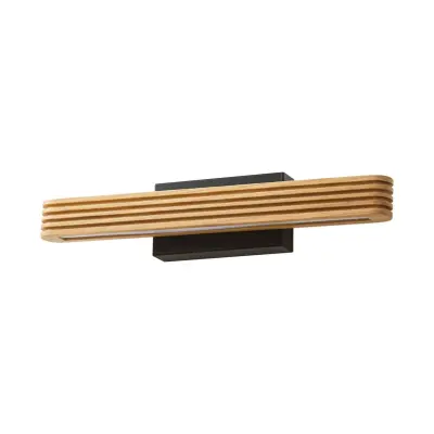 Lucande - Lieske LED-vägglampa, svart, 40 cm, trä