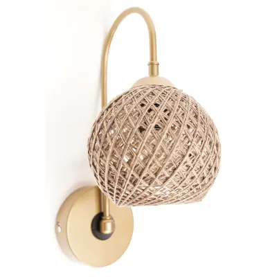 LUMI SP021 vägglampa - brun jute och metall