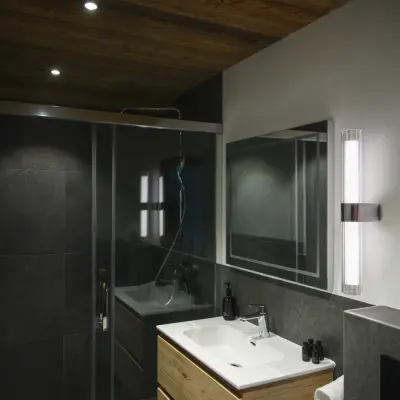 Lygant dubbel LED-vägglampa, krom, IP44, aluminium, glas – SLV - Badrum - Modern - Med flera ljuskällor