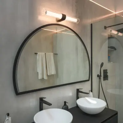 Lygant dubbel LED-vägglampa, svart, IP44, aluminium, glas – SLV - Badrum - Modern - Med flera ljuskällor