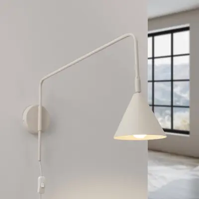 LYS vägglampa, beige, Ø 14 cm, metall, stickkontakt, E14 SOLLUX LIGHTING - Vardagsrum - Skandinavisk - Med en ljuskälla