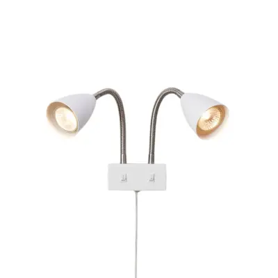 Markslöjd - Vägglampa Ciro, vit, metall, stickkontakt, GU10