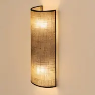 Nature vägglampa, jute/svart, höjd 40 cm, upp/ner – Duolla - Vardagsrum - Boho - Tyg / textil - Med flera ljuskällor