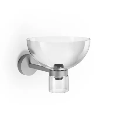 Nocturne Bowl LED-vägglampa, silver, glas, dimbar – FLOS - Hall - Design - Aluminium - Med lampskärm