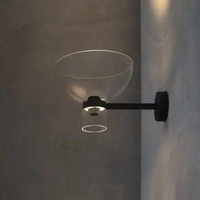 Nocturne Bowl LED-vägglampa, svart, glas, dimbar – FLOS - Hall - Design - Aluminium - Med lampskärm