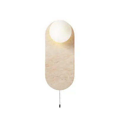 NORDVÄRK Tor-Bell vägglampa - glas och beige travertin