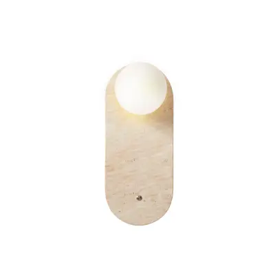 NORDVÄRK Tor-Worn vägglampa - glas och beige travertin