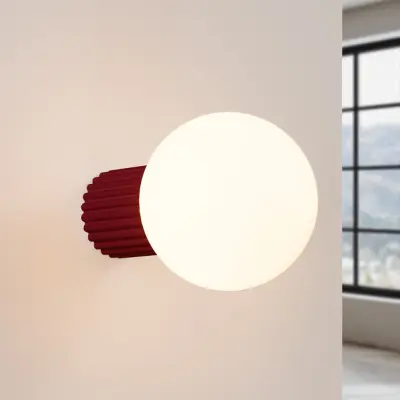 ORBI vägglampa mörkröd glas/metall Ø 12 cm IP44 G9 SOLLUX LIGHTING - Badrum - Aluminium - Med en ljuskälla