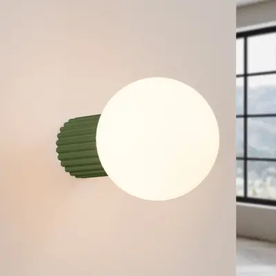 ORBI vägglampa olivgrön glas/metall Ø 12 cm IP44 G9 SOLLUX LIGHTING - Badrum - Aluminium - Med en ljuskälla