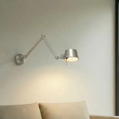 Silka vägglampa, nickelsatin, justerbar, 91 cm, E27 Lucande - Arbetsrum / hemkontor - Modern - Metall - Med en ljuskälla