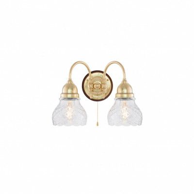 Stackelberg Vägglampa m. dragbrytare, polerad mässing/brun