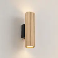 Stralino vägglampa, trä, höjd 22 cm, 2 lampor, GU10 – Lindby - Vardagsrum - Modern - Med lampskärm