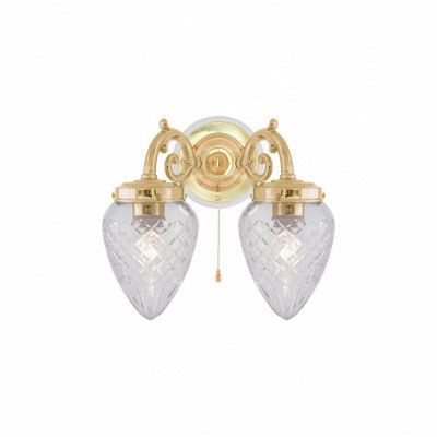 Tegengren vägglampa fast montage, mässing/vit