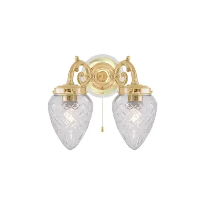 Tegengren vägglampa fast montage, mässing/vit