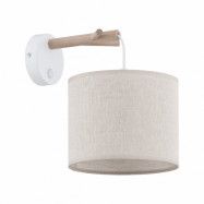 TK Albero vägglampa - beige linne, naturlig furu och vitt stål