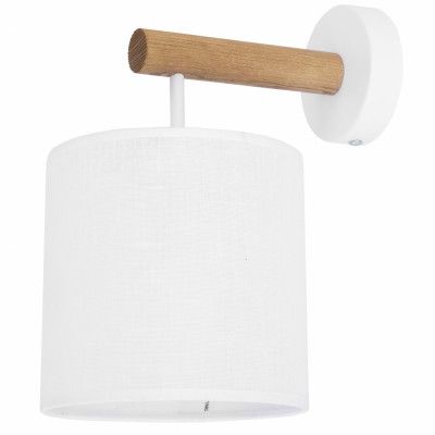 TK Deva vägglampa - vitt tyg/furu och vitt stål
