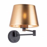 TK Glory vägglampa - guldtyg och svart metall