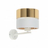 TK Hilton vägglampa - guldmetall och vitt tyg