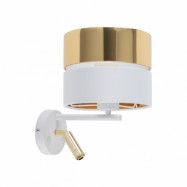 TK Hilton vägglampa - guldmetall och vitt tyg