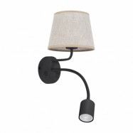 TK Maja vägglampa - naturlinne och svart metall