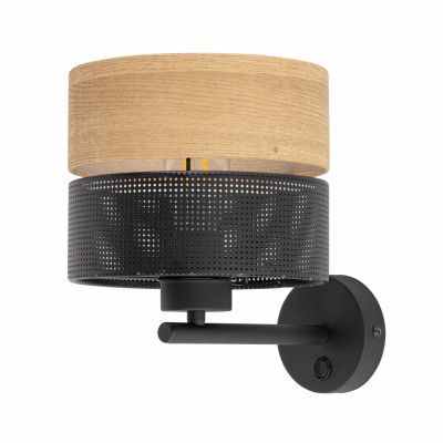 TK Nicol vägglampa - naturfaner och svart PVC-folie/metall