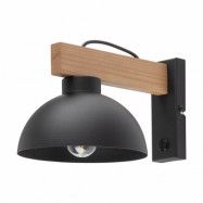TK Oslo vägglampa - svart metall och trä