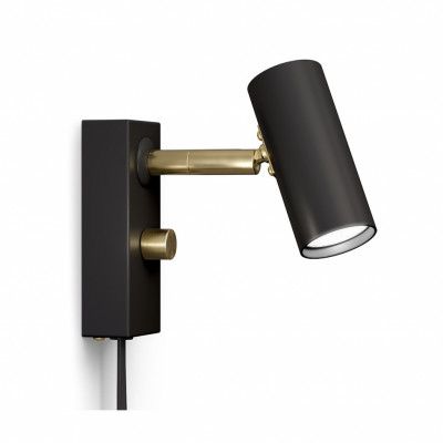 Cato vägglampa mattsvart/mässing enkel GU4/MR11