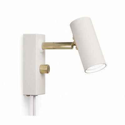 Cato väggl mattvit/ blank mässing enkel GU4/MR11