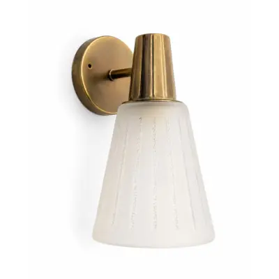 Vintage by Bright 1-2-3 Renoverad Swedish Modern Vägglampa Mässing/Frostat Glas