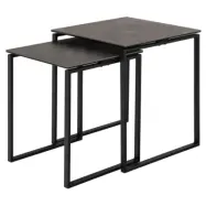 ACT NORDIC Katrine häckbord - svart Fairbanks grov keramik och mattsvart stål (50x50) (set med 2)