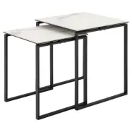 ACT NORDIC Katrine häckbord - vit Akranes grov keramik och mattsvart stål (50x50) (set om 2)