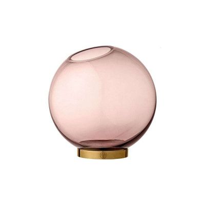 AYTM - Globe Vase w. Stand Ø17 Rose/Guld