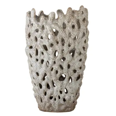 BLOOMINGVILLE Eunice Dekorativ Vas, Vit, Stengods (D22,5xH37 cm)