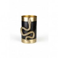 BOLD MONKEY Never Hurt A Snake vas M, rund - guld aluminium och svart emalj (H:26)