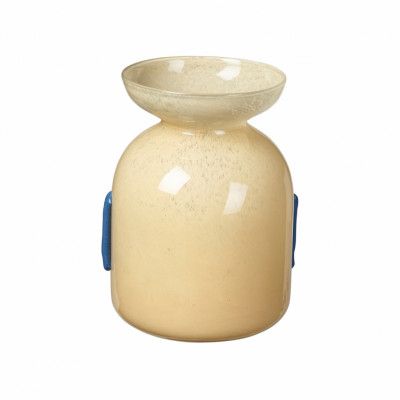 BROSTE COPENHAGEN Vera Vas, Rund - Gult och Blått Munblåst Glas (Ø 21 cm)