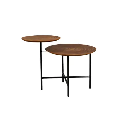 DUTCHBONE Mathison sidobord - brun valnötsfinish och svart stål (75x49)