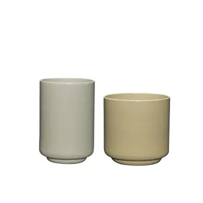 Hübsch - Deux Pots 2 pcs. Light Green/Sand