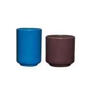 Hübsch - Deux Pots 2 pcs. Red Brown/Blue