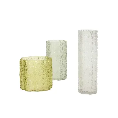 Hübsch - Triple Vase, 3-pack, grön/klar –