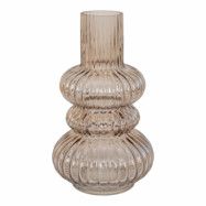 HOUSE NORDIC munblåst vas, rund - rökt glas (H:25)