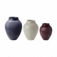 Knabstrup Keramik Knabstrup vas räfflad 3-pack Berry-sand-dark blue